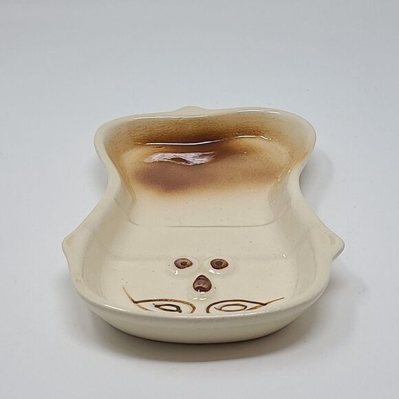 Vintage Nevco Taiwan Chef Spoon Rest Mid Century Modern Late 70's Tan Brown - Picture 2 of 6